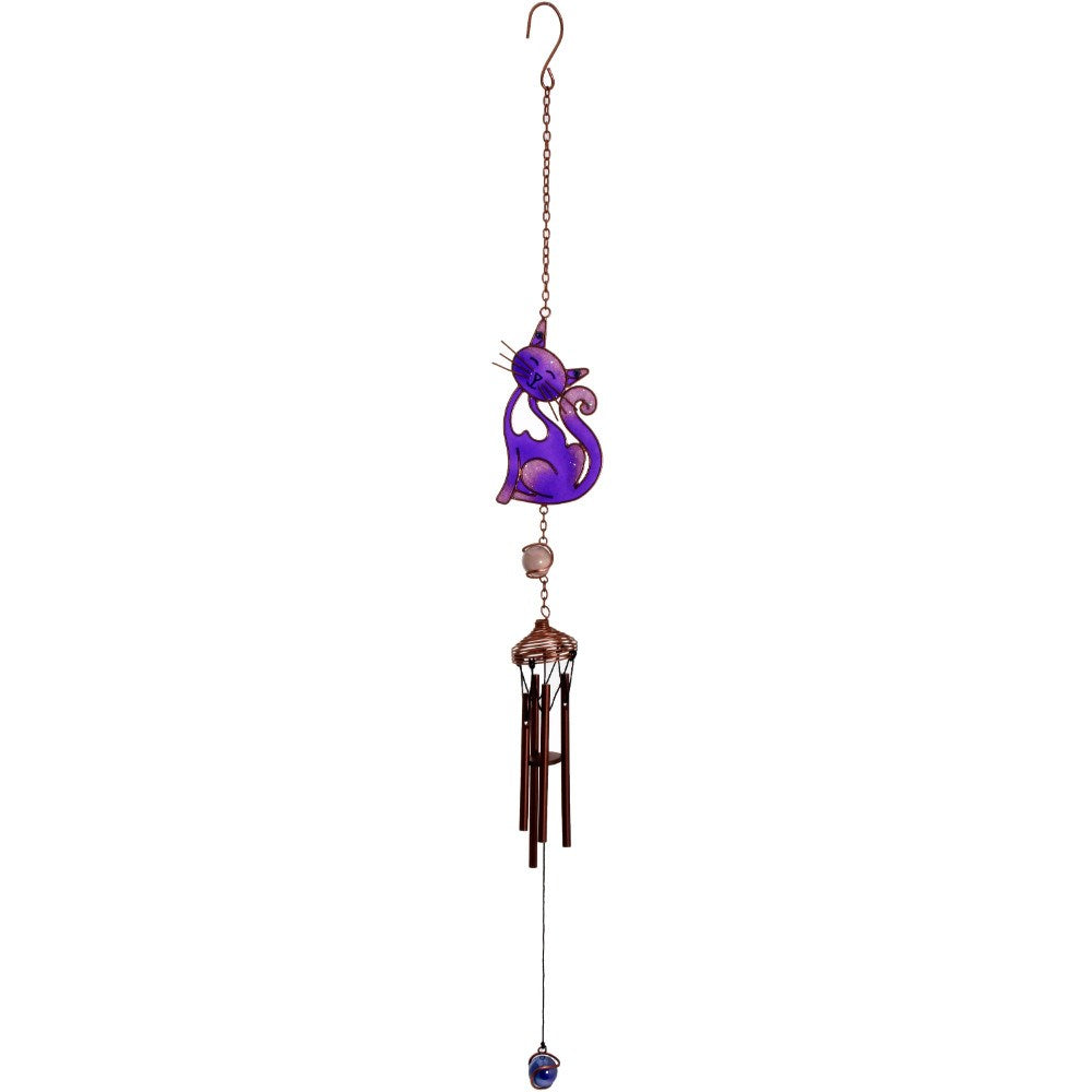 PURPLE SLINKY CAT WIND CHIME