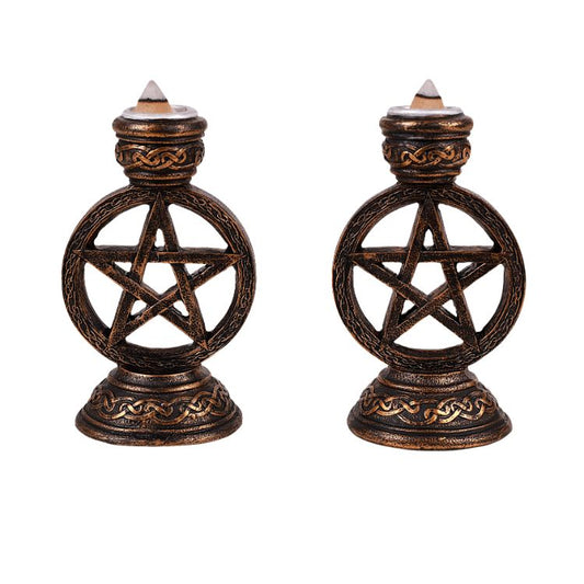 WICCAN PENTAGRAM CANDLEHOLDER SET OF 2