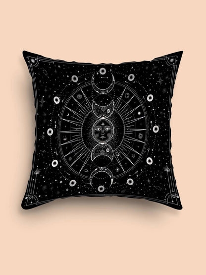 Sun & Moon Print Cushion Cover Without Filler