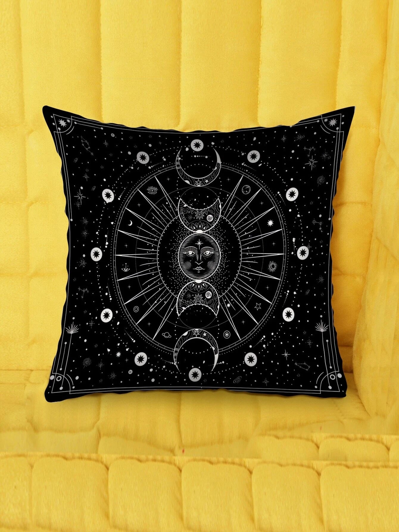 Sun & Moon Print Cushion Cover Without Filler