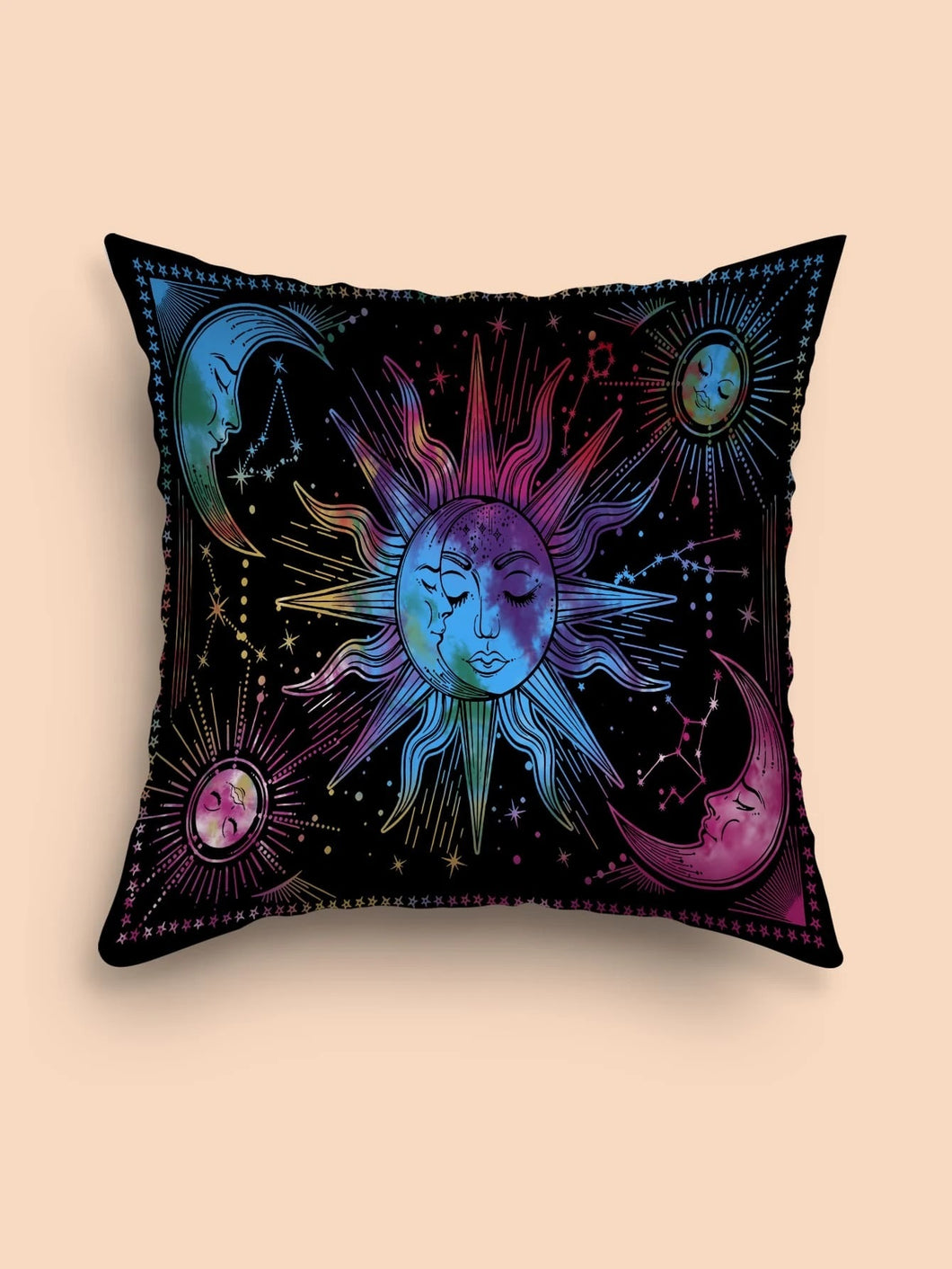 Sun & Moon Print Cushion Cover Without Filler