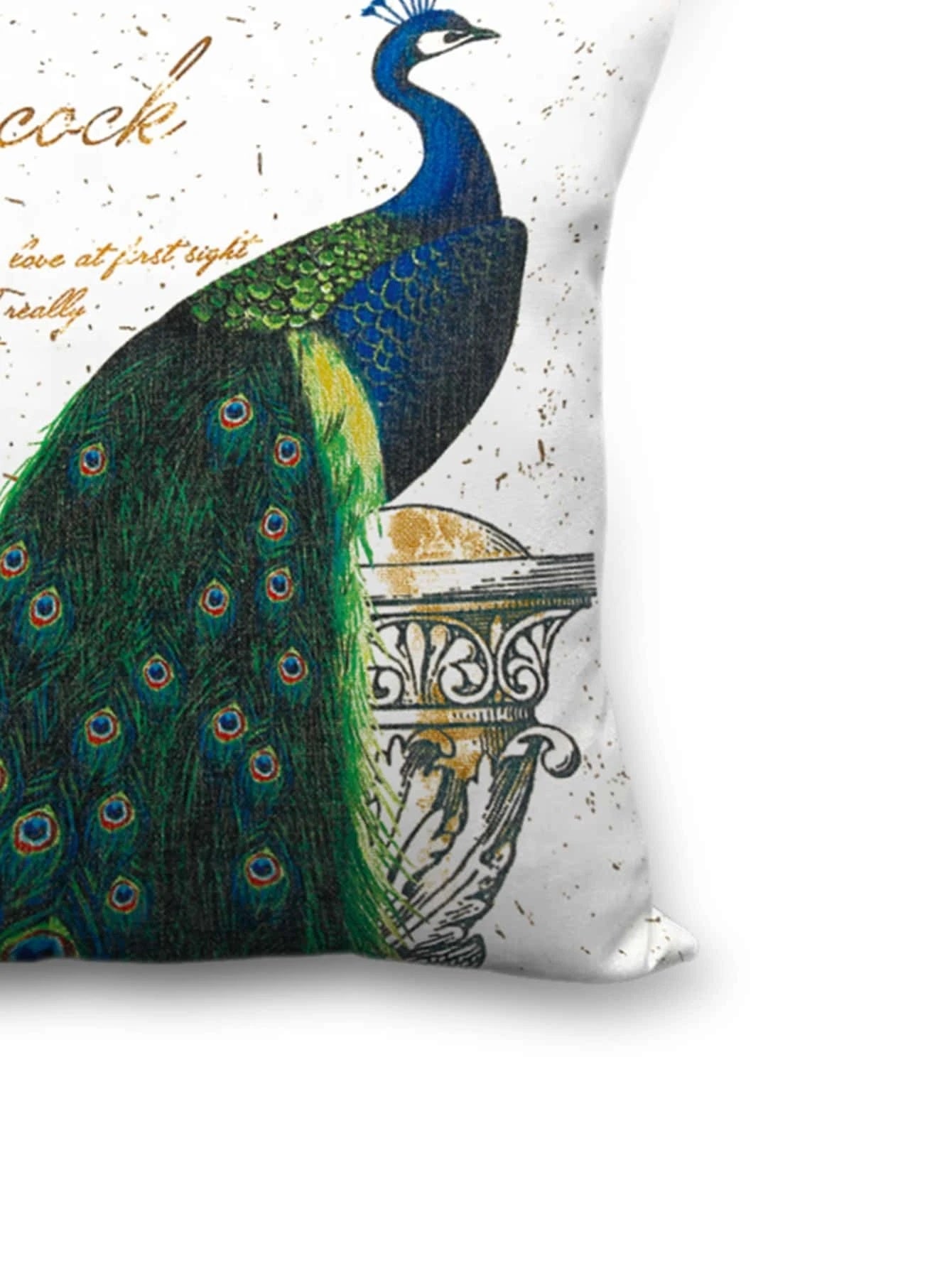 Peacock Print Cushion Cover Without Filler