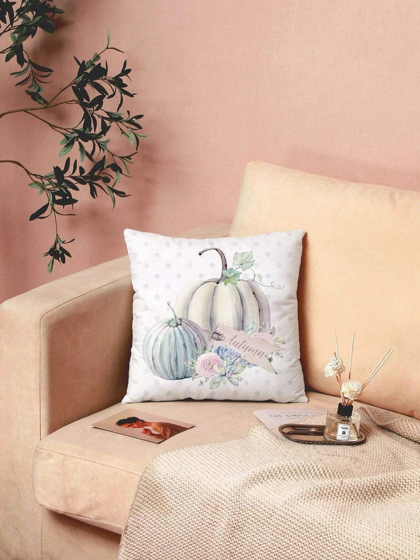 Pumpkin Print Cushion Cover Without Filler