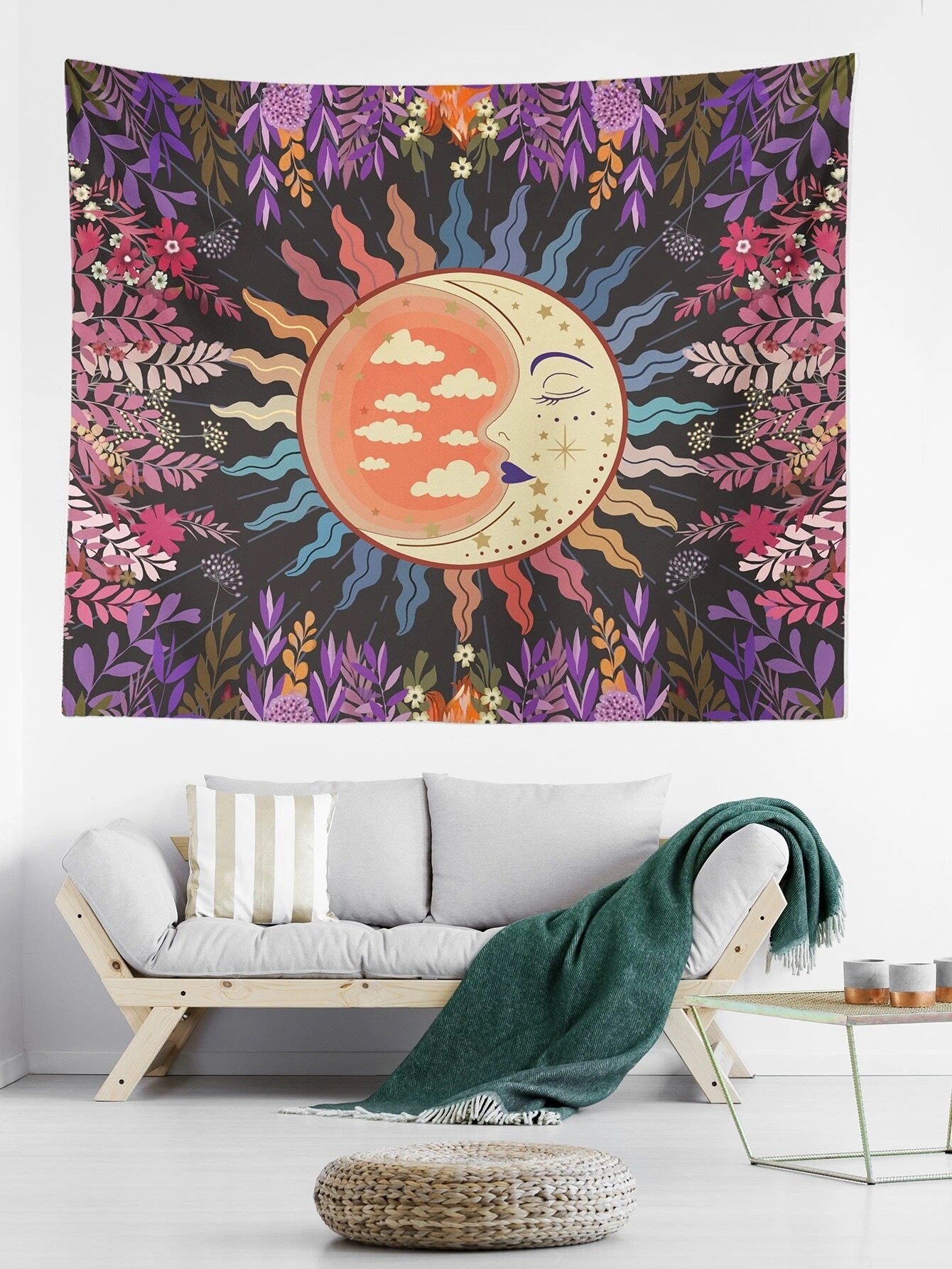 Moon & Plant Print Tapestry